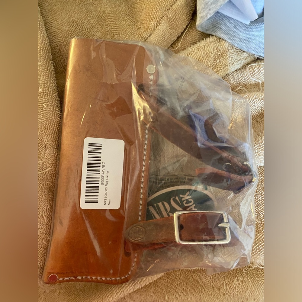 NRS tack leather double strap flag holder